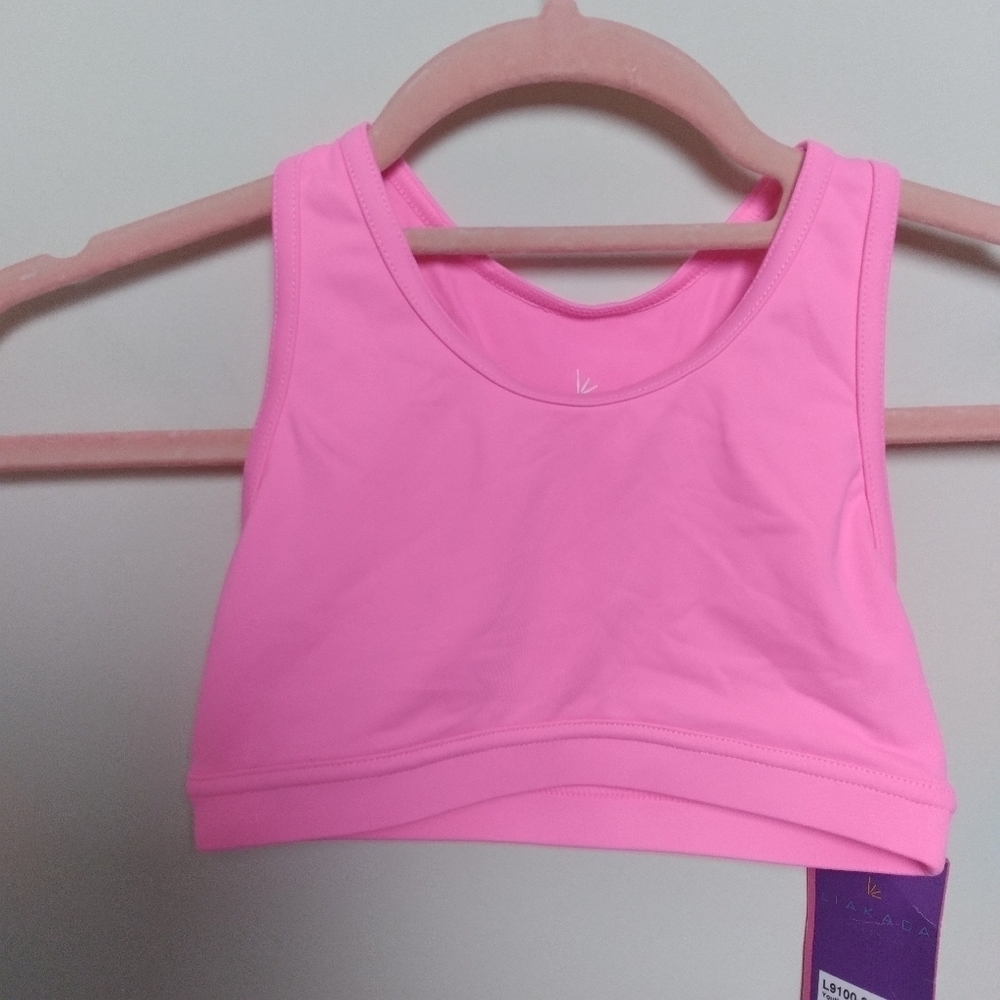 Liakada Dancewear Hot Pink Racerback Light Support Sports Bra Youth Medium